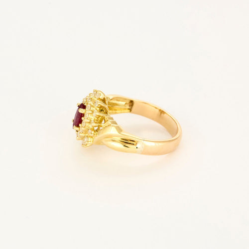 Bague 55 Bague en or jaune , rubis et diamants 58 Facettes DV12671-2