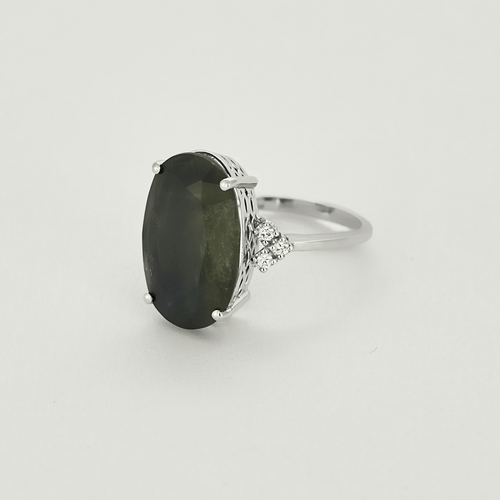 Bague 53 Bague en or blanc, saphir et diamants 58 Facettes DV17703-1