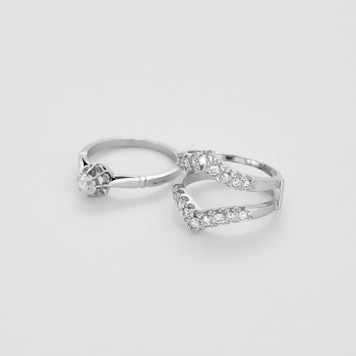 50.5 Bague duo en or gris, platine et diamants 58 Facettes DV9424-5-505