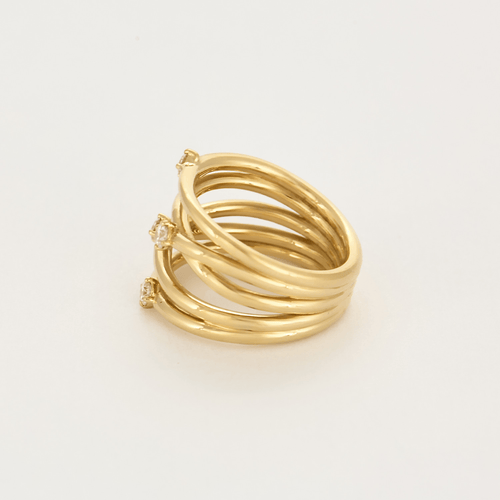 Bague 53 Bague moderniste en or jaune et et diamants 58 Facettes DV0712-2-53-02