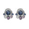 Paire de boucles d'oreilles en or gris saphirs, diamants, améthystes