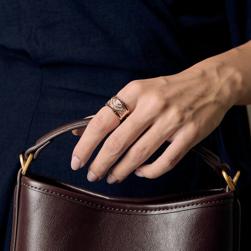 Bague 49 Bague bandeau en or jaune, diamants et rubis 58 Facettes DV20378-1