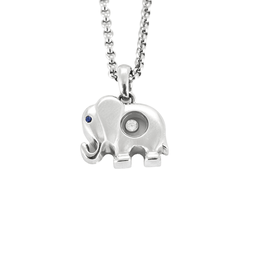 Collier Chopard -  Collier éléphant Happy Diamonds en or gris et diamants 58 Facettes DV20027-1