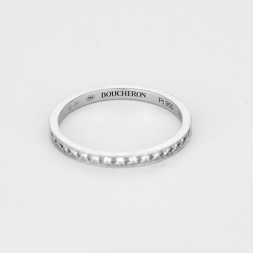 Bague 55 BOUCHERON - QUATRE FOLLIES - Alliance américaine en platine et diamants 58 Facettes DV14745-1-DV0882-1