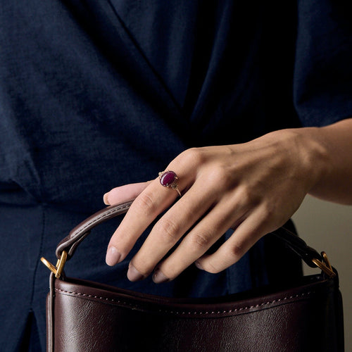 Bague 55 Bague en or 14K et rubis cabochon 58 Facettes DV20258-1-DV0882-1