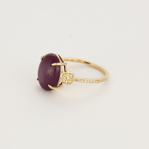 Bague 55 Bague en or 14K et rubis cabochon 58 Facettes DV20258-1-DV0882-1