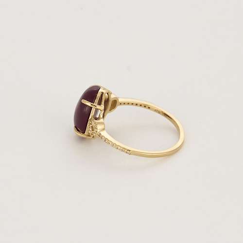 Bague 55 Bague en or 14K et rubis cabochon 58 Facettes DV20258-1-DV0882-1
