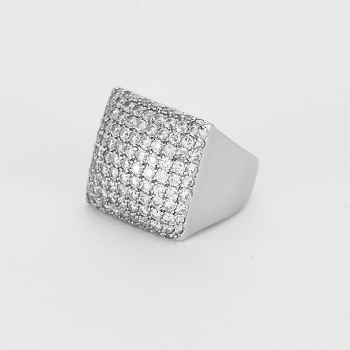 Bague 50 Bague moderniste en or gris et pavage diamants 58 Facettes DV6568-2
