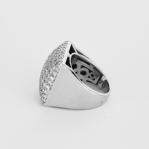 Bague 50 Bague moderniste en or gris et pavage diamants 58 Facettes DV6568-2