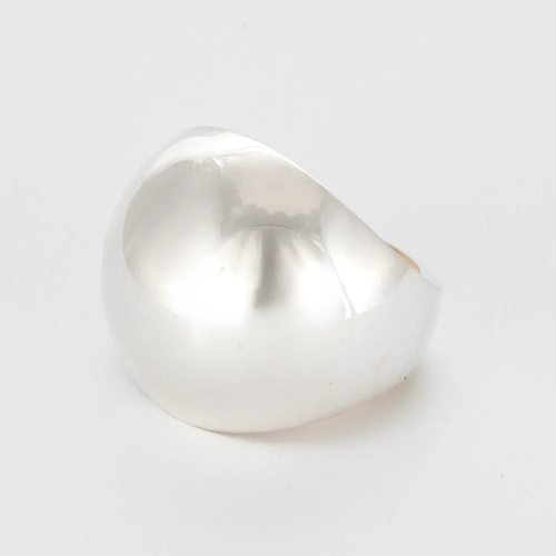 Bague 54 HERMES - Quark - Bague boule en argent et caoutchouc orange 58 Facettes DV20595-2