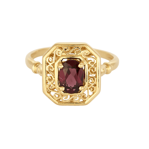 Bague 53 Bague en or jaune et grenat almandin 58 Facettes DV20601-1