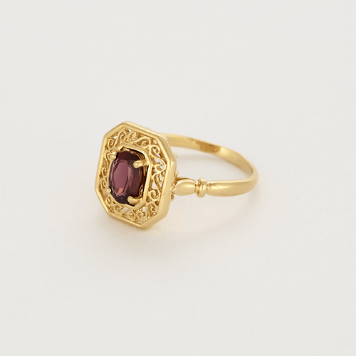 Bague 53 Bague en or jaune et grenat almandin 58 Facettes DV20601-1