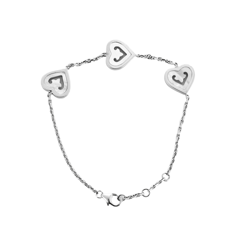 O.J. Perrin - Coeur Légende - Bracelet en or gris et nacre blanche