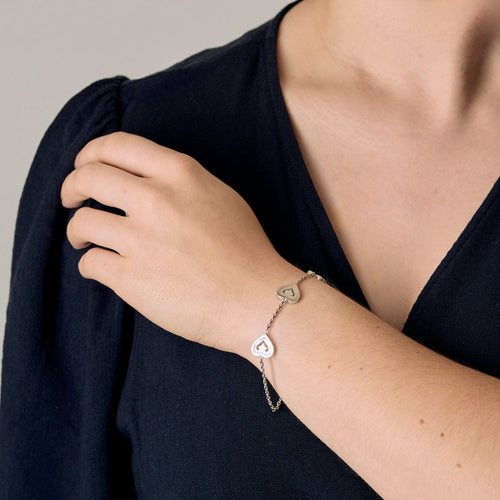 O.J. Perrin - Coeur Légende - Bracelet en or gris et nacre blanche