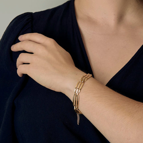 Bracelet Bracelet en or jaune à maille géométrique 58 Facettes DV0766-2