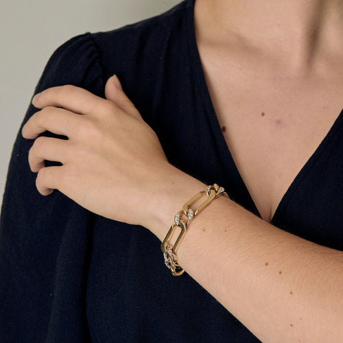 Bracelet VAN CLEEF & ARPELS - Rare Bracelet maille cheval en or jaune et diamants 58 Facettes DV14032-2