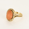 Bague 55 Bague en or jaune corail rouge entourage diamants 58 Facettes DV0378-5
