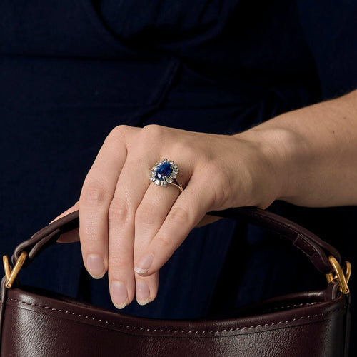 Bague 55 Bague marguerite en or gris saphir et diamants 58 Facettes DV21287-1-DV0882-1