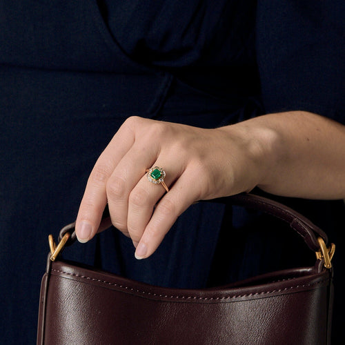 Bague 53 Bague en or jaune émeraude et diamants 58 Facettes DV20524-1