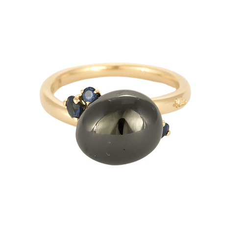 Pomellato Capri  - Anillo de oro rosa, cerámica negra y zafiros