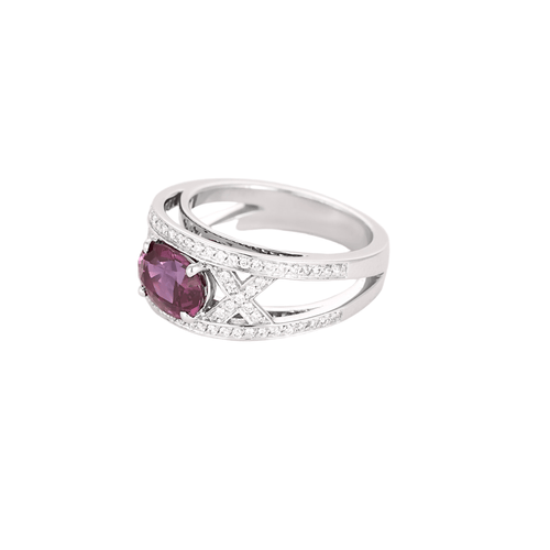 Bague 51 Bague en or gris, saphir rose et diamants 58 Facettes DV21469-1