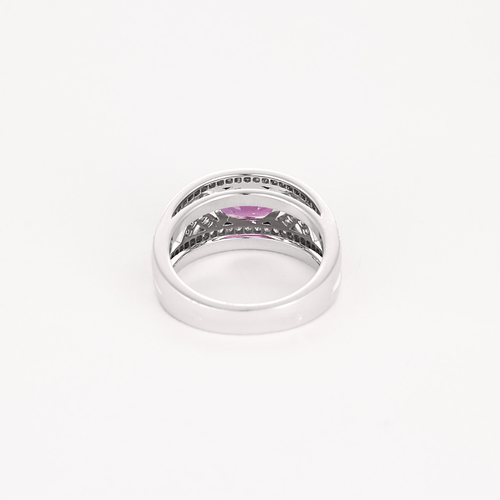 Bague 51 Bague en or gris, saphir rose et diamants 58 Facettes DV21469-1