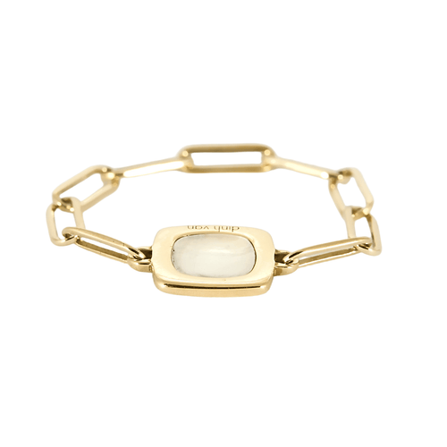 57 DINH VAN - Impression - Bague souple en or jaune et nacre blanche 58 Facettes DDV21154-2-57-3