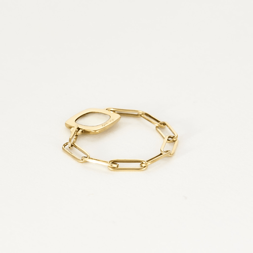 57 DINH VAN - Impression - Bague souple en or jaune et nacre blanche 58 Facettes DDV21154-2-57-3