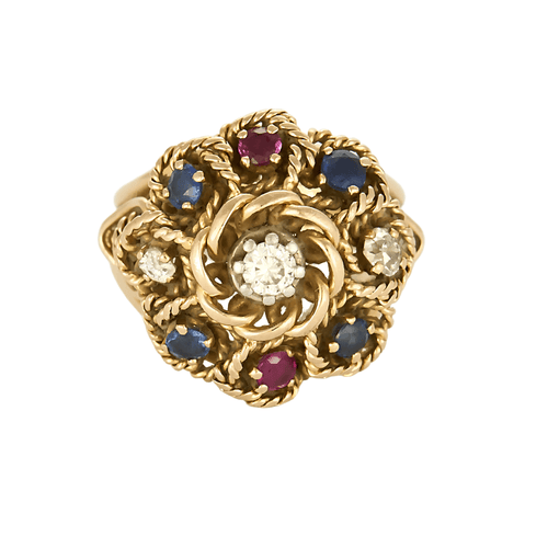 56 Bague en or jaune, diamants, saphirs et rubis 58 Facettes DV21022-1-56-3
