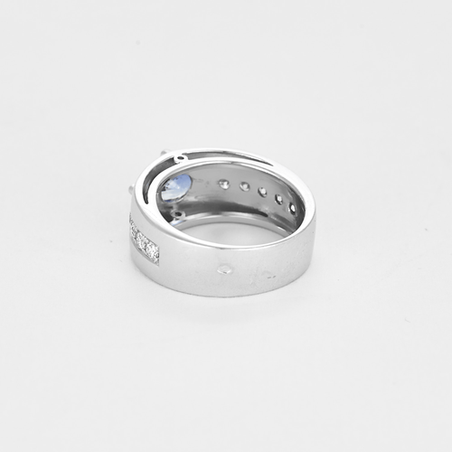 52 Bague jonc en or gris, saphir et diamants 58 Facettes DV0541-10-52-2