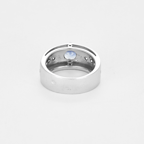 52 Bague jonc en or gris, saphir et diamants 58 Facettes DV0541-10-52-2