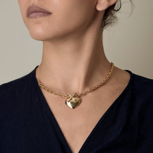 Collier CHAUMET - Lien - Collier et pendentif Coeur en or jaune et diamants 58 Facettes DV21289-1