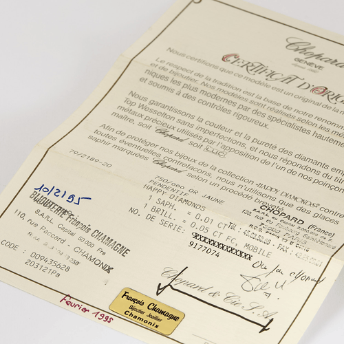 Pendentif CHOPARD - Happy Diamond - Pendentif Elephant en or jaune, saphir et diamant 58 Facettes DDV20401-3