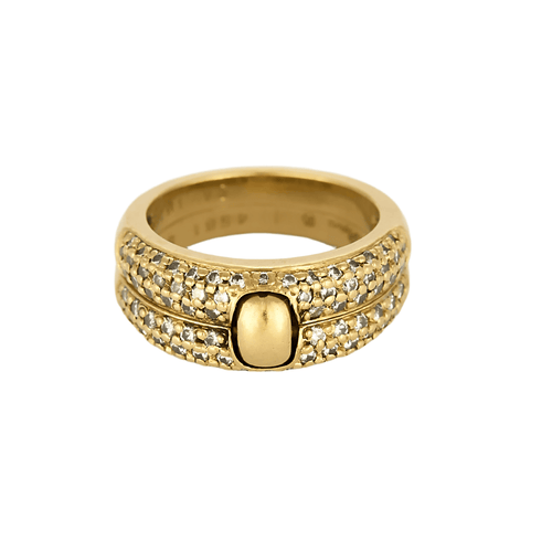 Bague 53 A. ROUVRE - Bague double anneaux en or jaune et diamants 58 Facettes DV21812-1-53-2