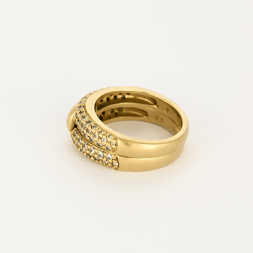 Bague 53 A. ROUVRE - Bague double anneaux en or jaune et diamants 58 Facettes DV21812-1-53-2