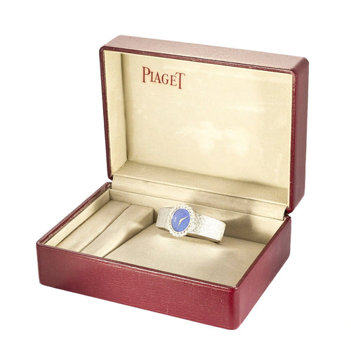 Montre PIAGET - Montre en or blanc, diamants et lapis lazuli à boitier ovale à mouvement mécanique à remontage manuel 58 Facettes DV19769-5