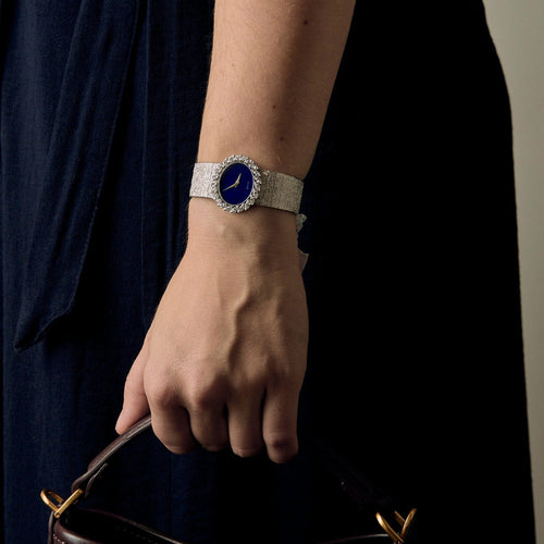 Montre PIAGET - Montre en or blanc, diamants et lapis lazuli à boitier ovale à mouvement mécanique à remontage manuel 58 Facettes DV19769-5