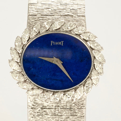 Montre PIAGET - Montre en or blanc, diamants et lapis lazuli à boitier ovale à mouvement mécanique à remontage manuel 58 Facettes DV19769-5