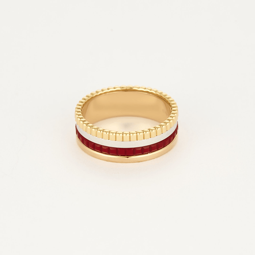 Bague 54 BOUCHERON Quatre Red Edition Small - Bague en or jaune, or blanc, or rose et céramique rouge 58 Facettes DDV21238-1