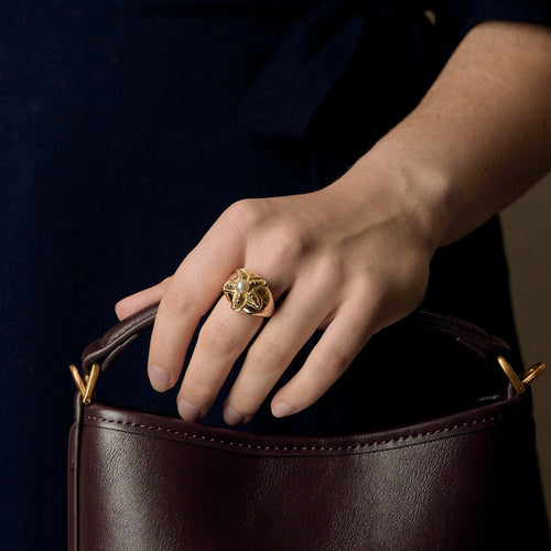 Bague 53 Bague en or jaune "Etoile de Mer" , perle 58 Facettes DV0014-17-53-2