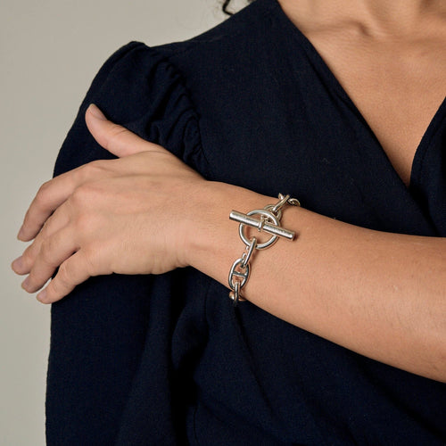 HERMES - "Chaine d'ancre" Medium model. Bracelet in silver