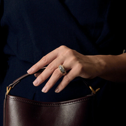 Bague 54 Bague bandeau en or jaune et or gris, diamants 58 Facettes DV21812-3-54-3