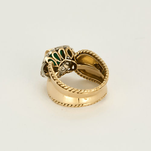 Bague 53 Bague en platine, or jaune, émeraude et diamants 58 Facettes DV21472-1