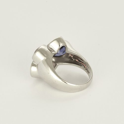 Bague 53 Bague moderniste en or gris, diamants, tourmaline rose et améthystes 58 Facettes DV20595-3