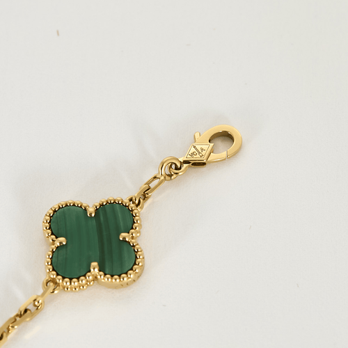 Bracelet Van Cleef & Arpels Bracelet Vintage Alhambra 5 motifs en or jaune et malachite 58 Facettes DV14259-2