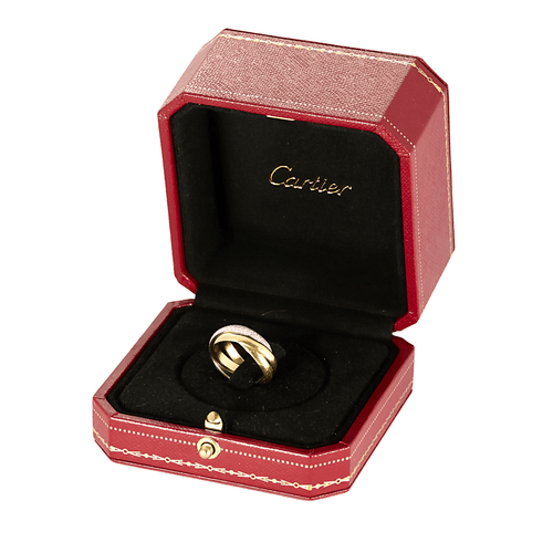 Bague 49 Cartier - Trinity - Bague petit modèle, semi-pavée en or de trois couleurs 58 Facettes DV17058-10