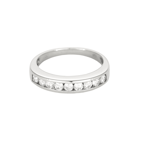 Bague 53 Demi Alliance en or blanc et diamants 58 Facettes DV21192-1-53-2