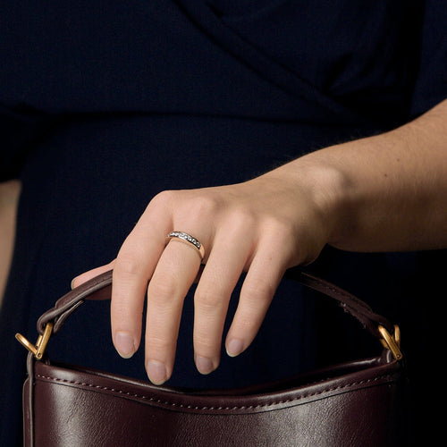 Bague 53 Demi Alliance en or blanc et diamants 58 Facettes DV21192-1-53-2