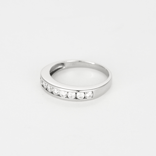 Bague 53 Demi Alliance en or blanc et diamants 58 Facettes DV21192-1-53-2