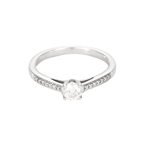Bague 51 Bague solitaire en or gris et diamants 58 Facettes DV22646-1-51-2